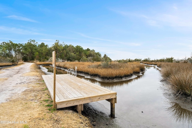 view of dock featuring a water view