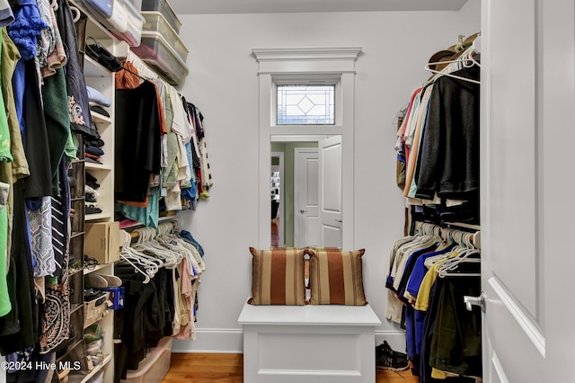 walk in closet featuring wood-type flooring