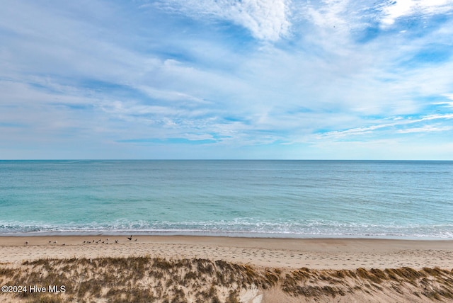 view of water feature featuring a beach view