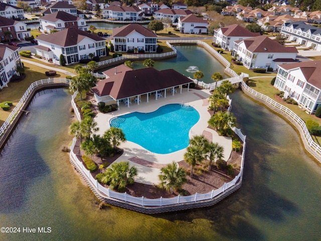 exterior space with a water view