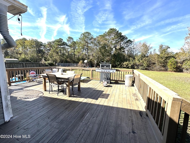 deck featuring a yard