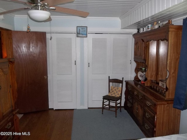 4271 Caratoke Hwy, Barco, NC 27917 - living area featuring a ceiling fan and ornamental molding