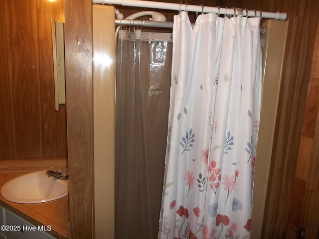 4271 Caratoke Hwy, Barco, NC 27917 - bathroom with vanity and a shower with shower curtain