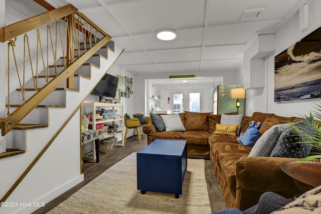 427 N Anderson Blvd, Topsail Beach, NC 28445 - living area with stairway and wood finished floors