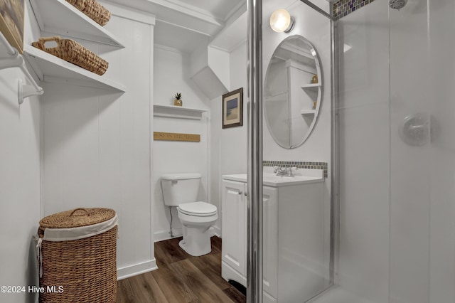427 N Anderson Blvd, Topsail Beach, NC 28445 - full bathroom featuring toilet, a stall shower, wood finished floors, and vanity