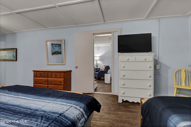 bedroom with a closet and dark hardwood / wood-style floors