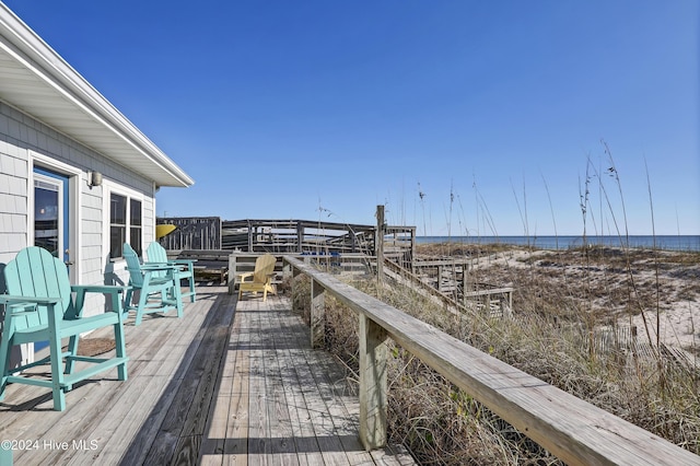 427 N Anderson Blvd, Topsail Beach, NC 28445 - wooden terrace featuring a water view