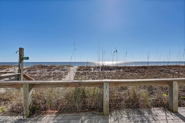 view of water feature featuring a beach view