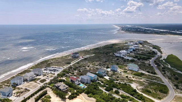 aerial view with a view of the beach and a water view