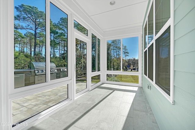 view of unfurnished sunroom