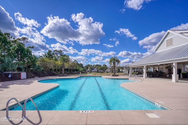 view of pool featuring a patio area