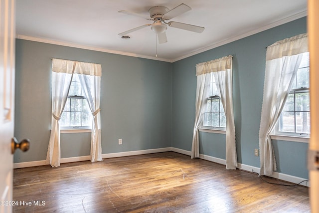 102 James Creek Rd, Southern Pines, NC 28387 - spare room featuring crown molding, ceiling fan, wood finished floors, and baseboards