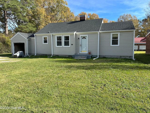 ranch-style house with a front lawn