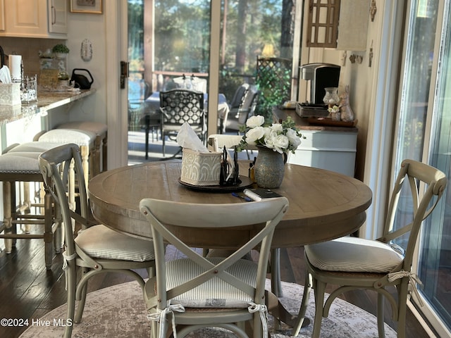 dining area featuring wood-type flooring