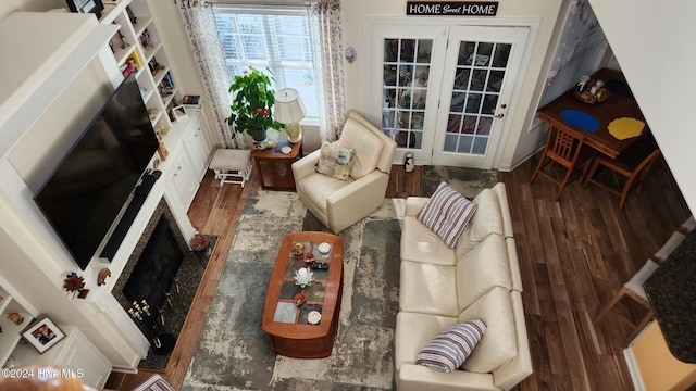 living room with hardwood / wood-style floors