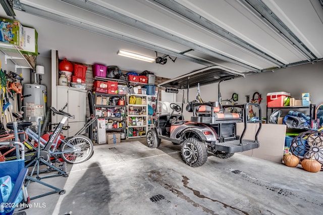 garage featuring gas water heater