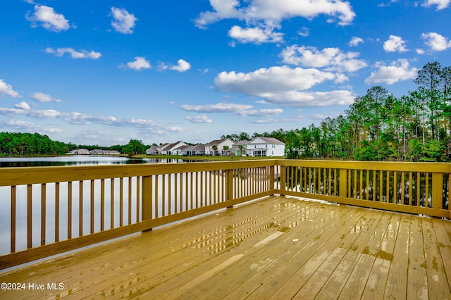 deck with a water view