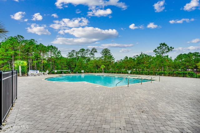 view of swimming pool with a patio area