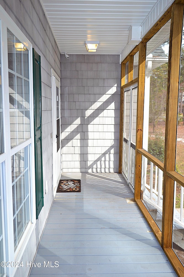 view of unfurnished sunroom