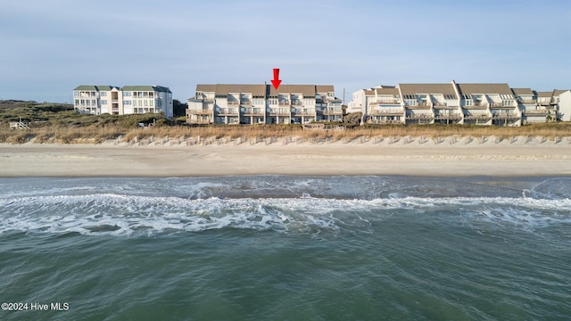 view of water feature featuring a beach view