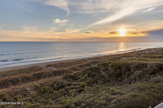 property view of water featuring a beach view