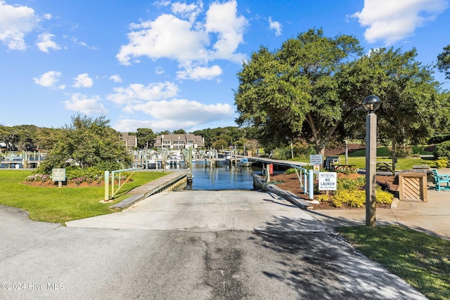 exterior space featuring a boat dock