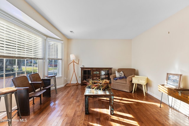 living room with hardwood / wood-style floors