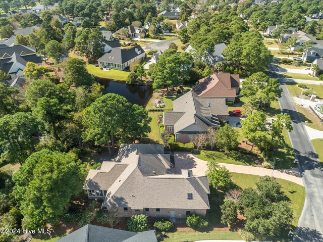 aerial view with a residential view and a water view