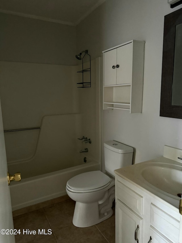 full bathroom featuring tile patterned floors, vanity, shower / bathing tub combination, and toilet