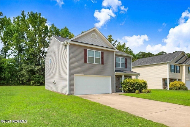 front of property with a garage and a front yard