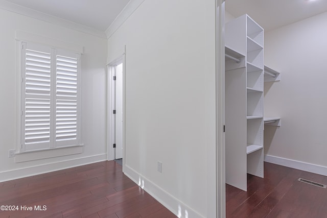 interior space with dark hardwood / wood-style floors