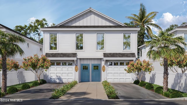 view of front of property with a garage