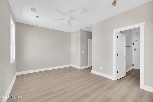 820 Kenneth Ave Unit 1, Carolina Beach, NC 28428 - interior space with visible vents, a ceiling fan, baseboards, and light wood-type flooring
