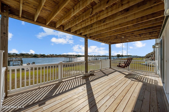 deck with a water view