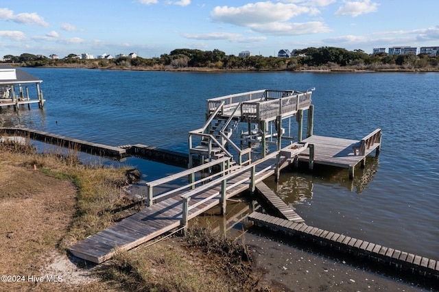 dock area featuring a water view