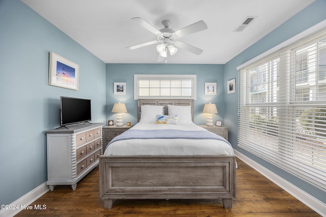209 Hillside Dr N Unit 201, North Myrtle Beach, SC 29582 - bedroom featuring dark wood-style floors and ceiling fan