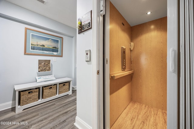 209 Hillside Dr N Unit 201, North Myrtle Beach, SC 29582 - hall with elevator, wood finished floors, and recessed lighting