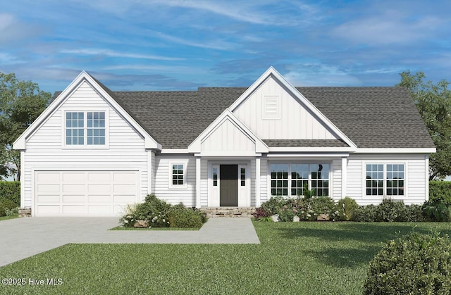 view of front facade featuring a front yard and a garage