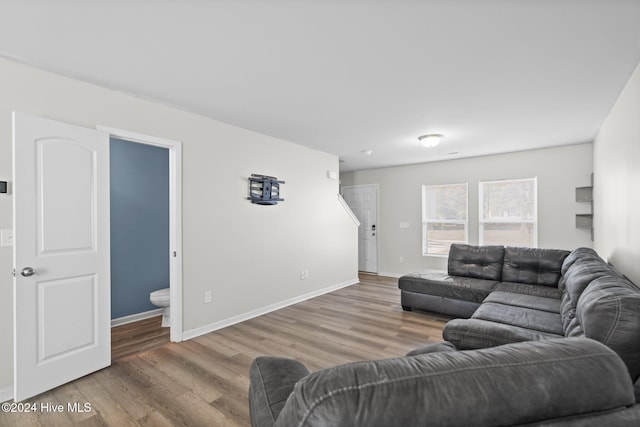 living room with hardwood / wood-style flooring