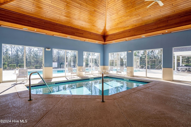 view of pool with ceiling fan