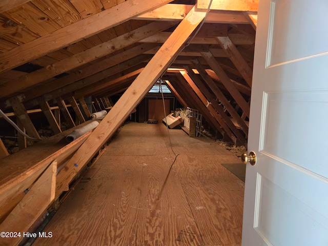 view of unfinished attic