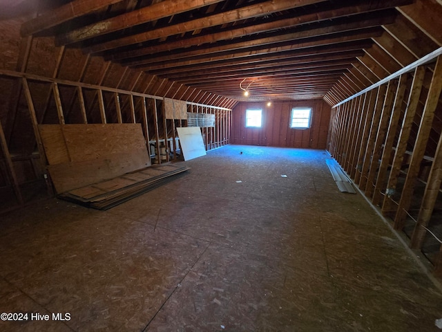 view of unfinished attic