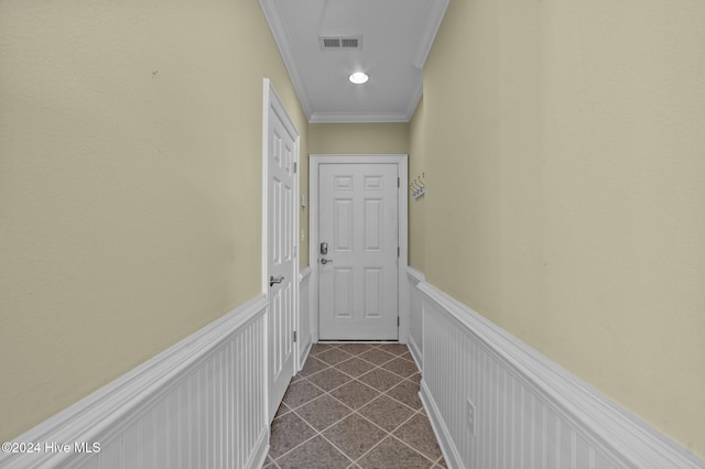 corridor featuring ornamental molding