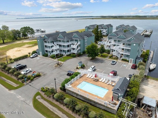 bird's eye view featuring a water view