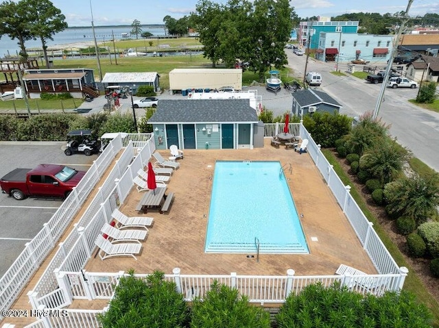 exterior space featuring a water view