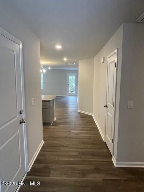 hall featuring dark hardwood / wood-style floors