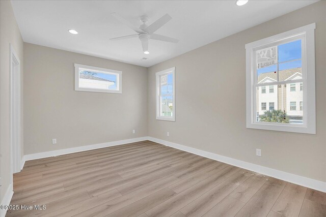 822 Kenneth Ave Unit 1, Carolina Beach, NC 28428 - unfurnished room featuring light wood finished floors, recessed lighting, and ceiling fan