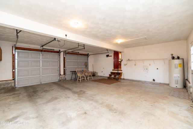 garage featuring water heater