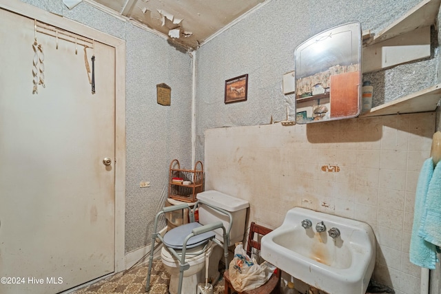 bathroom featuring sink and ornamental molding