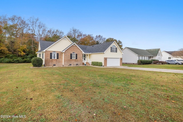 ranch-style home with a front yard